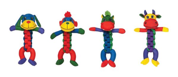 Chomper Assorted Nylon Cow, Hippo, Monkey, and or Puppy Braided Body Dog Toy Large Sale