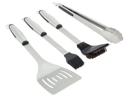 Grill Mark Stainless Steel Black Silver Grill Tool Set 4 pc Supply