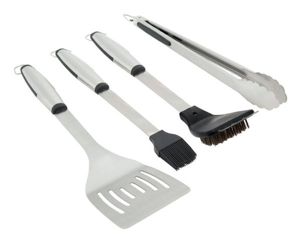 Grill Mark Stainless Steel Black Silver Grill Tool Set 4 pc Supply