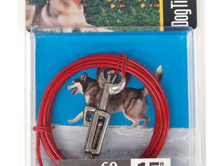 PDQ Red Tie-Out with Spring Vinyl Coated Cable Dog Tie Out Large Cheap