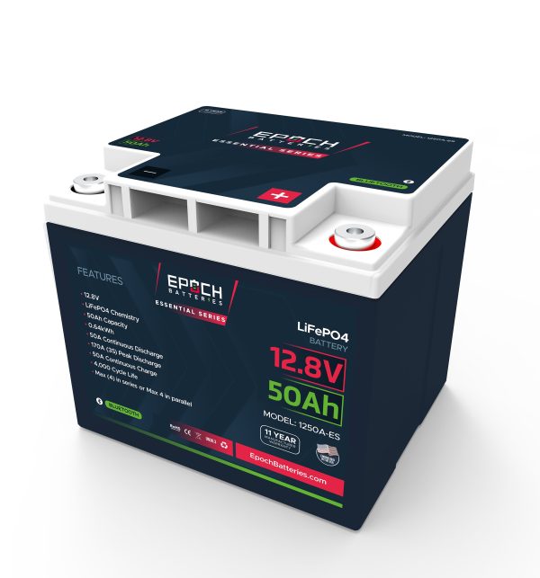 12V 50Ah LiFePO4 Battery with Bluetooth - Epoch Essentials Online now