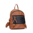 VK6014 Brown  - Casual Patchwork School Bag Student Backpack Supply