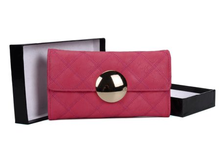 VKP1459 Fushia - Fashion Women Plaid Casual Solid Wallet Online Hot Sale