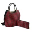 VK2130 RED - Shell Set Bag With Houndstooth Design Hot on Sale