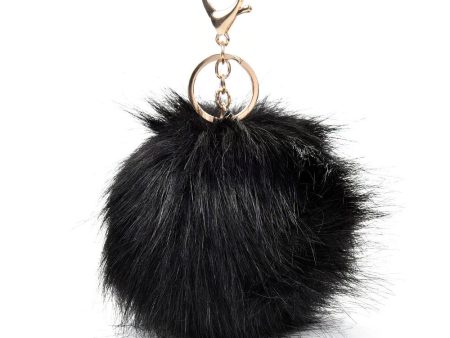 HGRQ279-1 Black - Fashion Furry Velvet Ball Metal Button Pendant Fashion