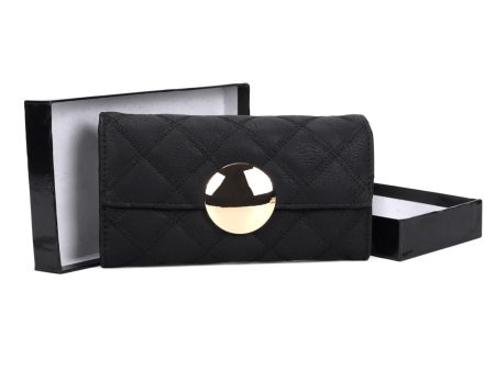 VKP1459 Black - Fashion Women Plaid Casual Solid Wallet Online now