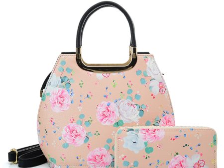 VK2131 LIGHT PINK - Shell Set Bag With Flowers And Special Handle Design Sale