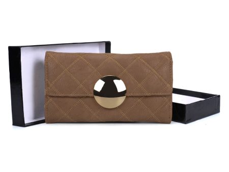 VKP1459 Camel - Fashion Women Plaid Casual Solid Wallet Discount