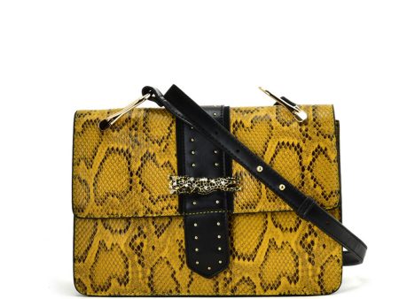 VK2119 Yellow - Snakeskin Cross Body Bag For Women With Buckle Design For Discount