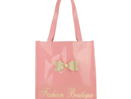 QQ2020-4 Pink  -  Bowknot Decoration Patent Large Women Tote Bag Casual Handbag Fashion