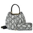 VK2137 BLACK&WHITE - Shell Set Bag With Snakeskin Pattern Design Discount