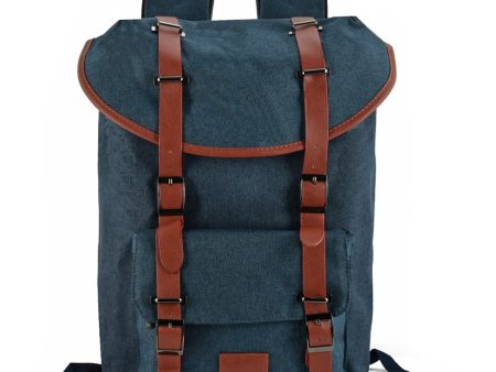 VK5041-1 Blue  -  Fashion Pin Buckle Straps Detail Flap Backpacks Online Sale