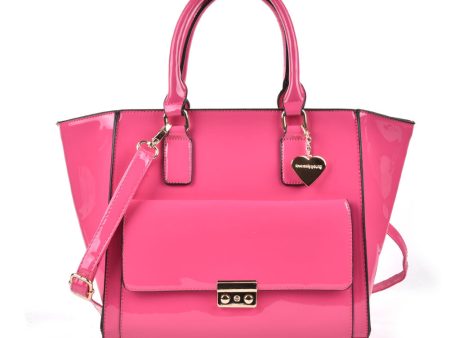 SY2134 Fushia - Metal Decoration Fashion Women Solid Zipper Handbag Cheap