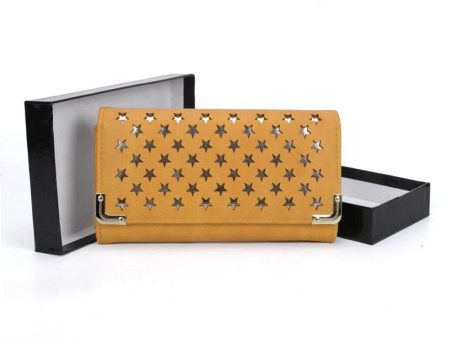 VKP1457 Yellow - Fashion Women Star Pattern Metal Trim Wallet Discount