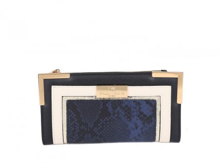 SY5066-BLACK - Flap fashion colorblock snake print wallet Cheap