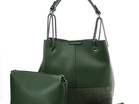 VK5603 GREEN - Solid Color Set Bag With Symmetrical Design And Special Handles Online Hot Sale