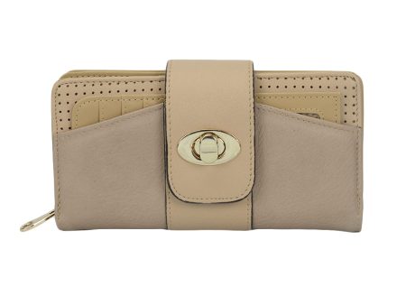 VKP1398 Beige - Fashion Women Metal Button Wallet on Sale