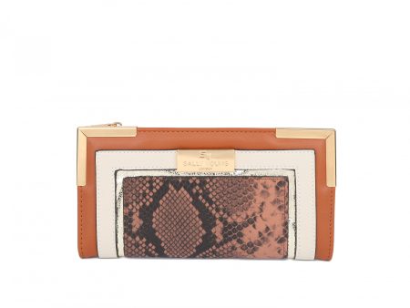 SY5065-BROWN - Flap fashion colorblock snake print wallet Online