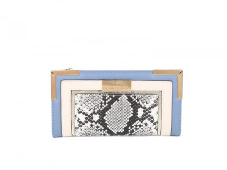 SY5066-BLU - Flap fashion colorblock snake print wallet For Cheap