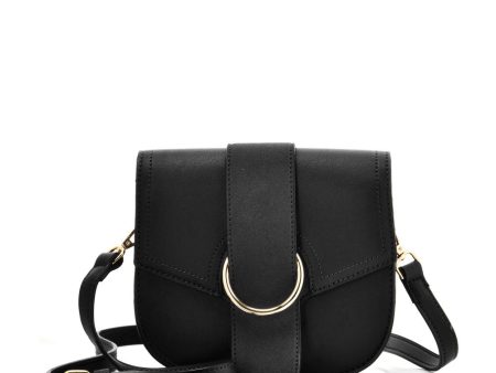 VK5566 BLACK - Solid Color Saddle Bag With Buckle Design (was £8) Cheap