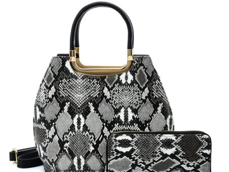 VK2136 GREY - Shell Set Bag With Snakeskin Pattern And Special Handle Design Online Sale