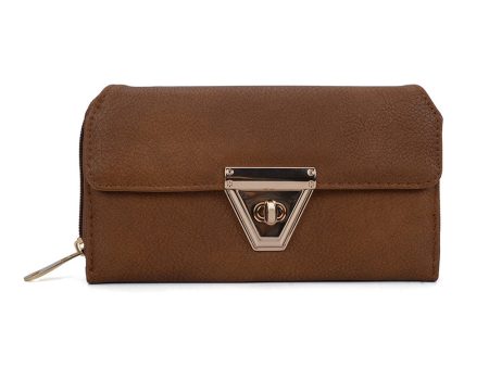 VKP1433 Brown - Women Fashion Metal Button Long Wallet Online now