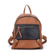 VK6014 Brown  - Casual Patchwork School Bag Student Backpack Supply